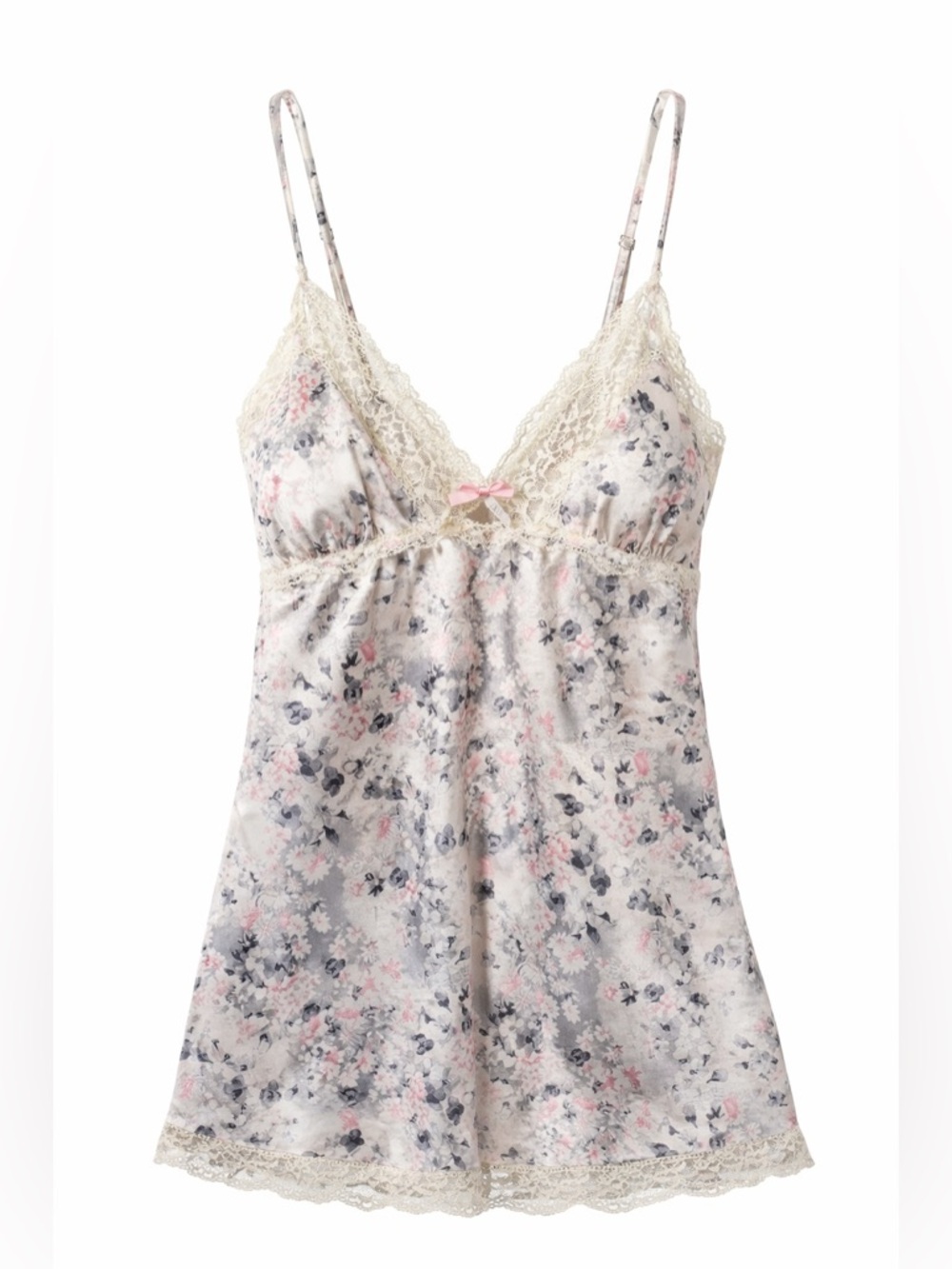Vintage Victoria’s Secret Satin Floral Camisole Lace Trim Y2K  Size XS/S